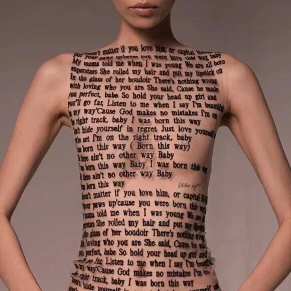 Text Print Tube Top Tank — Neutral Script Print - Picture 4 of 4